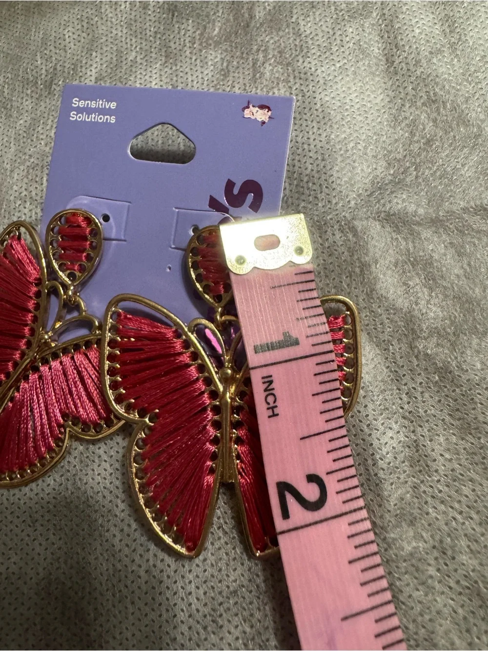 Claire's Gold-Tone Earrings with Pink Butterfly Wings